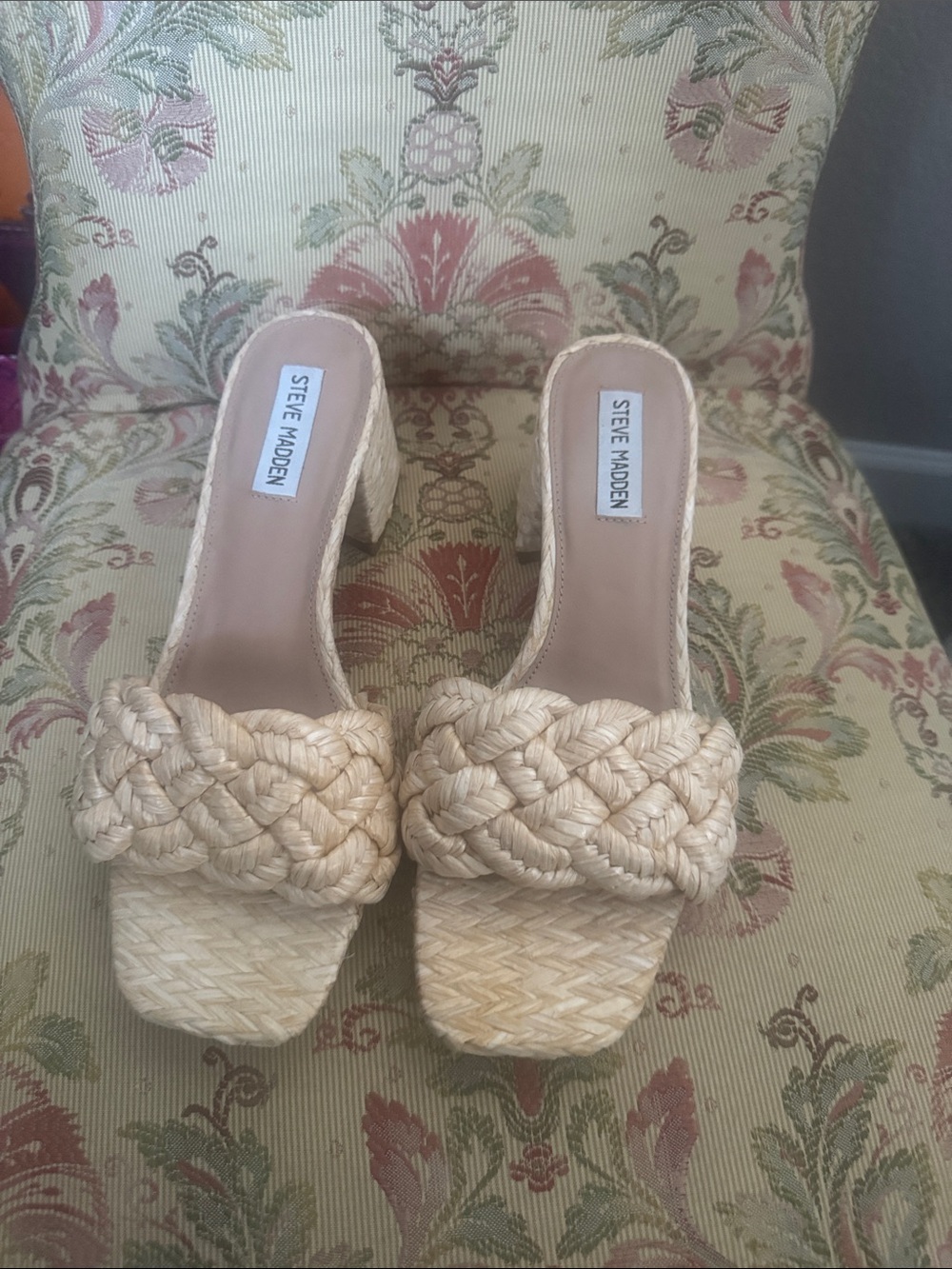 Steve Madden Braided Beige Slide Mules